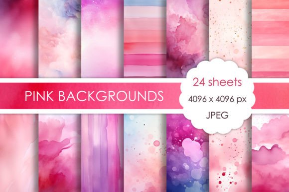 Download Set of Watercolor Pink Backgrounds - Pink Collection
