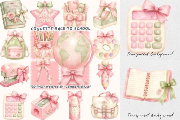 Download Pink Coquette Back to School Watercolor - Pink Collection