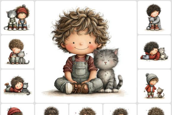 Download Child Playing with Kitty Clipart 40 JPG - Jpg Collection