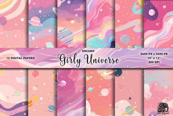 Download Pink Space Girly Universe Digital Paper - Pink Collection