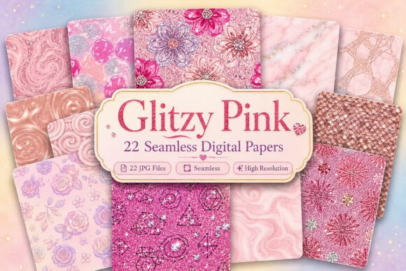 Download Glitzy Pink Digital Patterns - Pink Collection