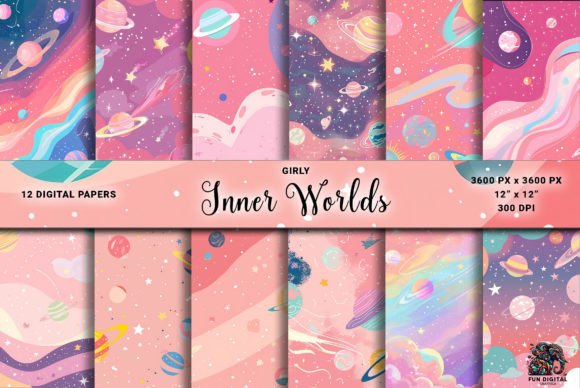 Download Pink Cosmos Girly Universe Digital Paper - Pink Collection
